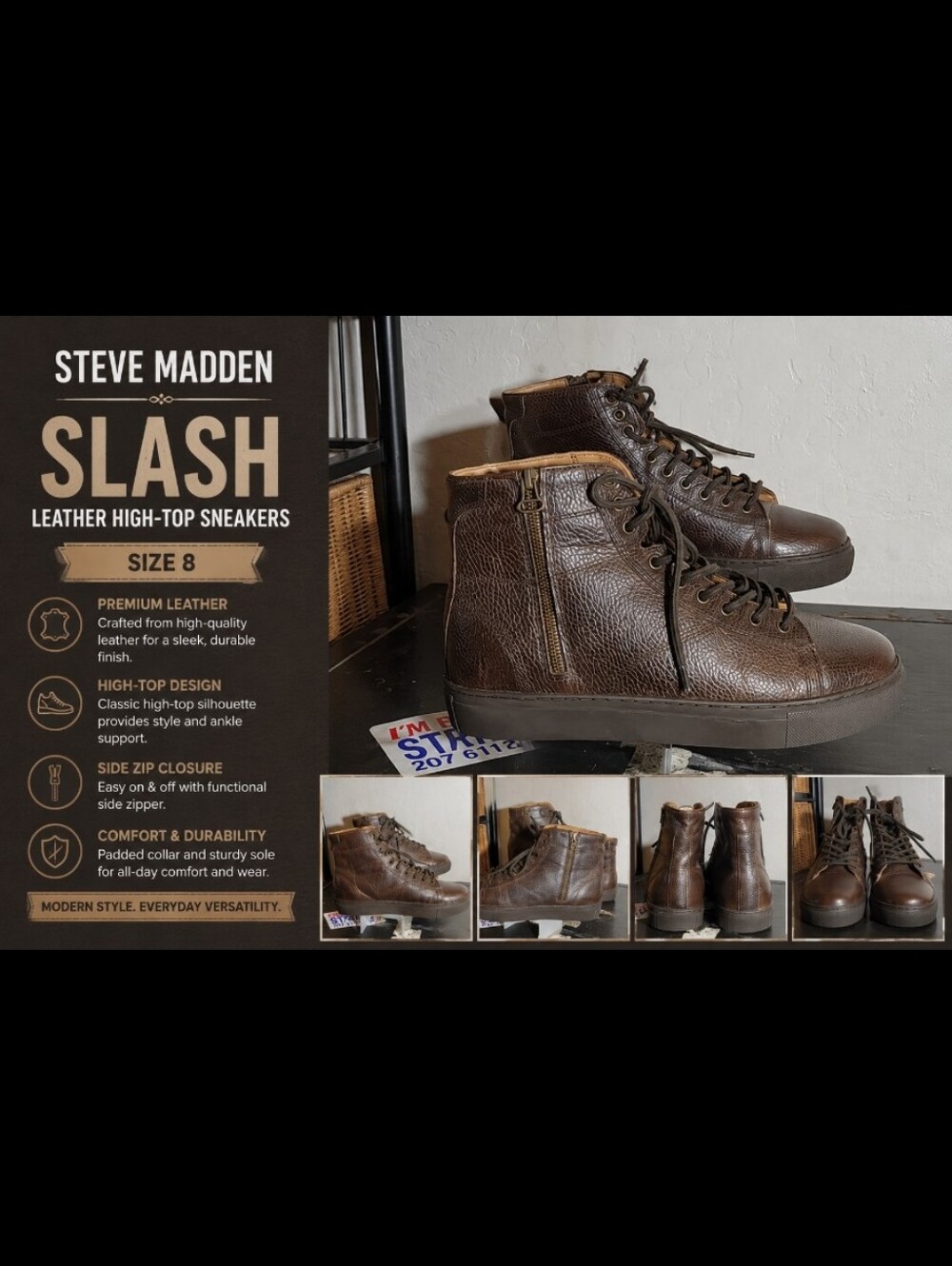 STEVE MADDEN Slash 207 Leather 8 Nwot